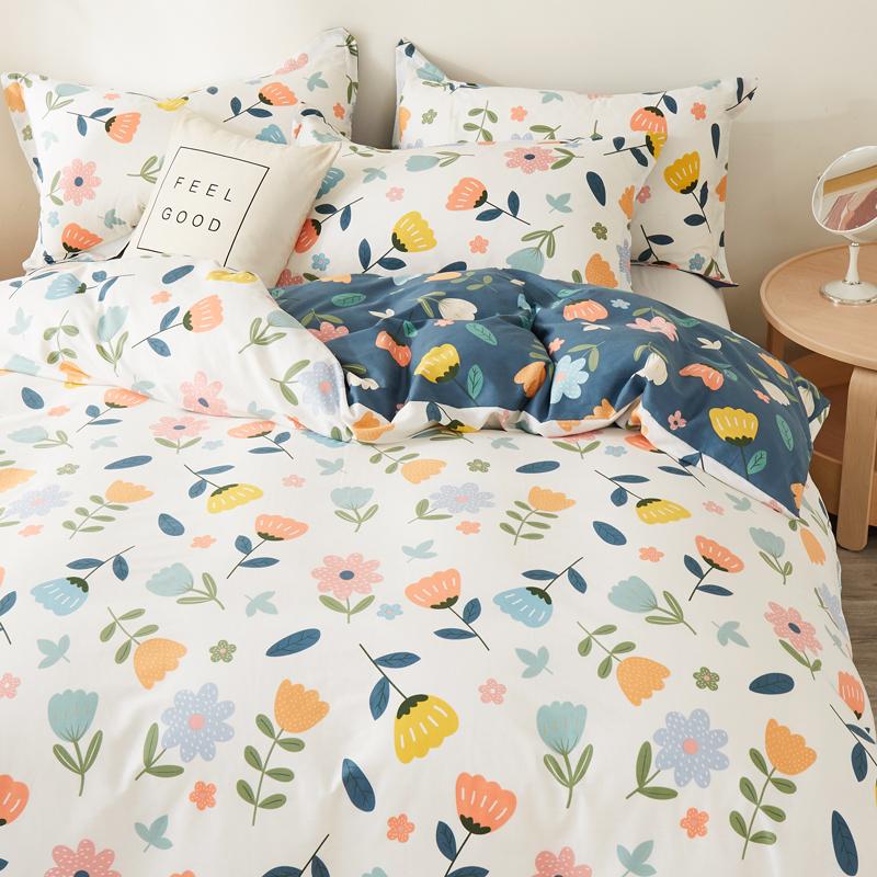 Flower Bedding Set Quilt Duvet Cover and 2pc Pillowcase 100% Cotton Bed Linens Single Double Queen King Full Size Home Textile