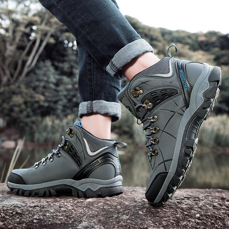35-46 Couple Large Outdoor Mountaineering Shoes Casual Hiking Shoes with Velvet Warm High Top Cotton Shoes Snow Boots