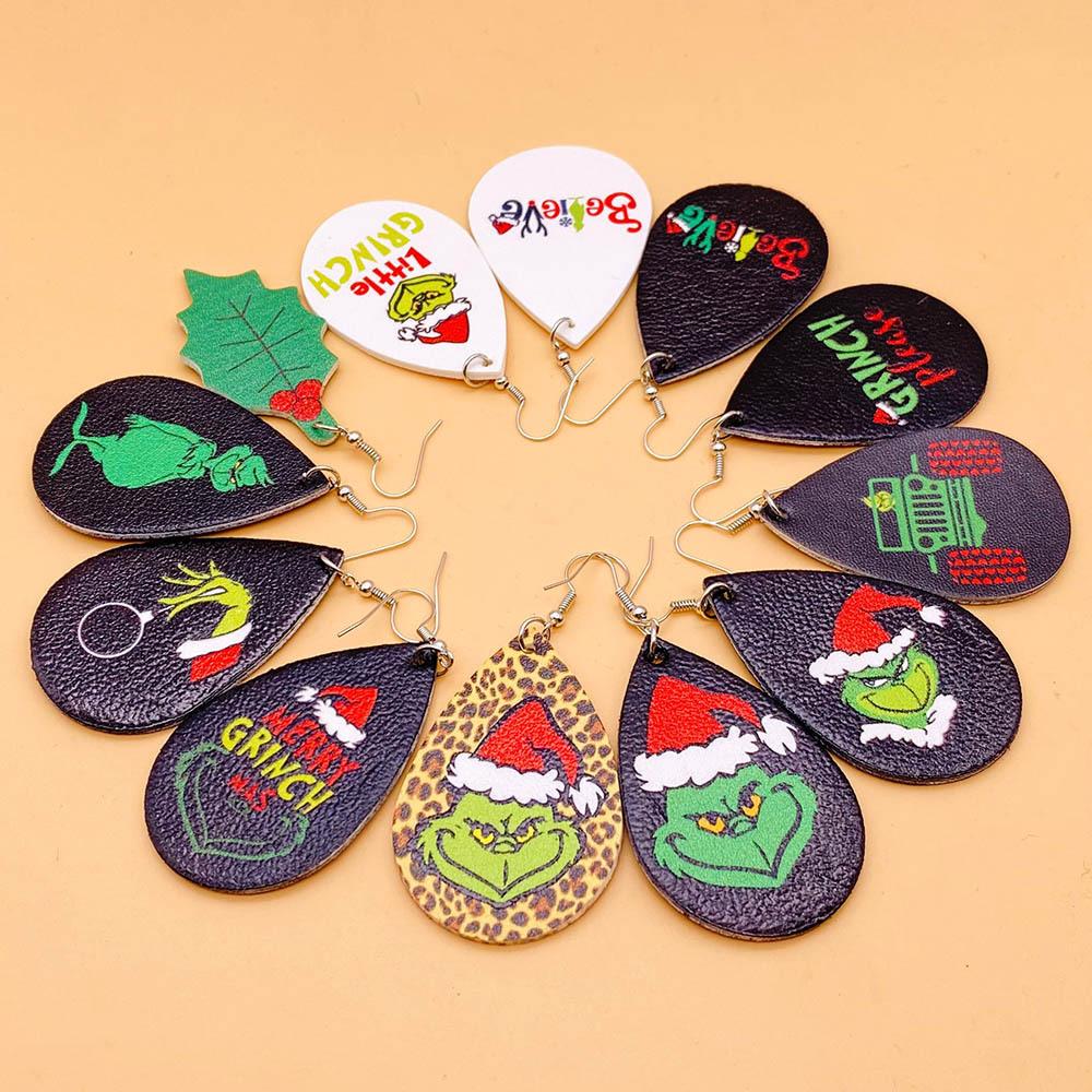 1 пара рождественских кожаных серег в форме капли — фото 4