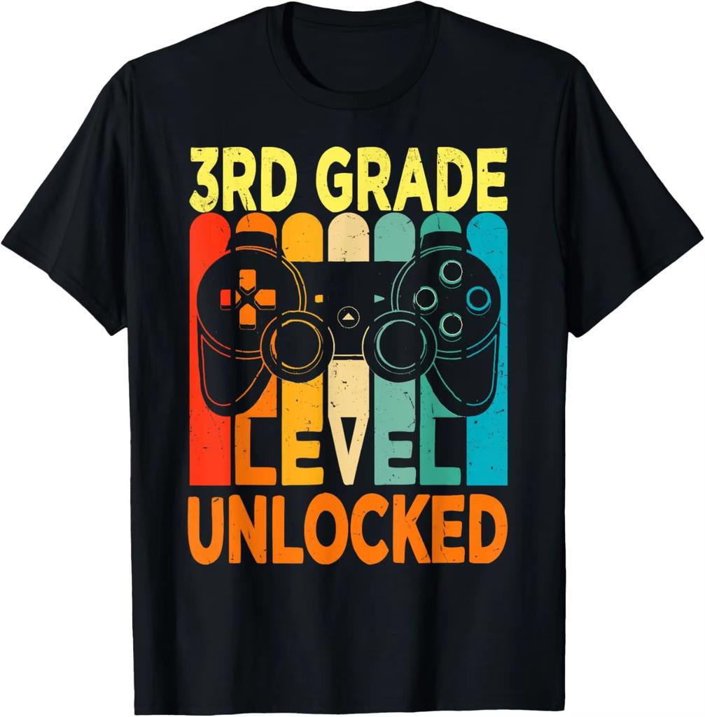 Hello 3rd Grade Level Unlocked Video Game Back To School Tshirt Back To School Tees Colorful Doodle First Day Y2k Ins Clothes