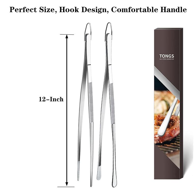 

2 шт. Щипцы-пинцеты, тонкие щипцы-пинцеты, сверхдлинные, из нержавеющей стали 304, для приготовления пищи на кухне, приготовления морепродуктов и барбекю