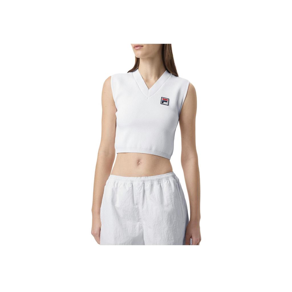 FILA X Hailey Collaboration Simple Versatile Comfortable College Style Tennis Shirt Women tops White A71W523102F-WT