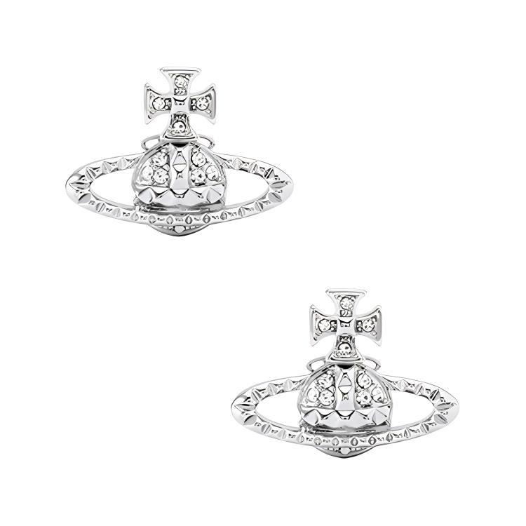 Vivienne Westwood Mayfair Classic Studded Crystal Saturn Brass Earrings Women earrings 914018-11 Box