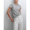 Za2025 Summer New Women clothes Casual Retro Stripe round Neck Short sleeve T-shirt Top 06206545 700