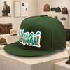 Summer Aloha Hawaii Shaka Sign Print Flat Brim Baseball Cap Trendy Street Style Polyester Adult Hip Hop Hat