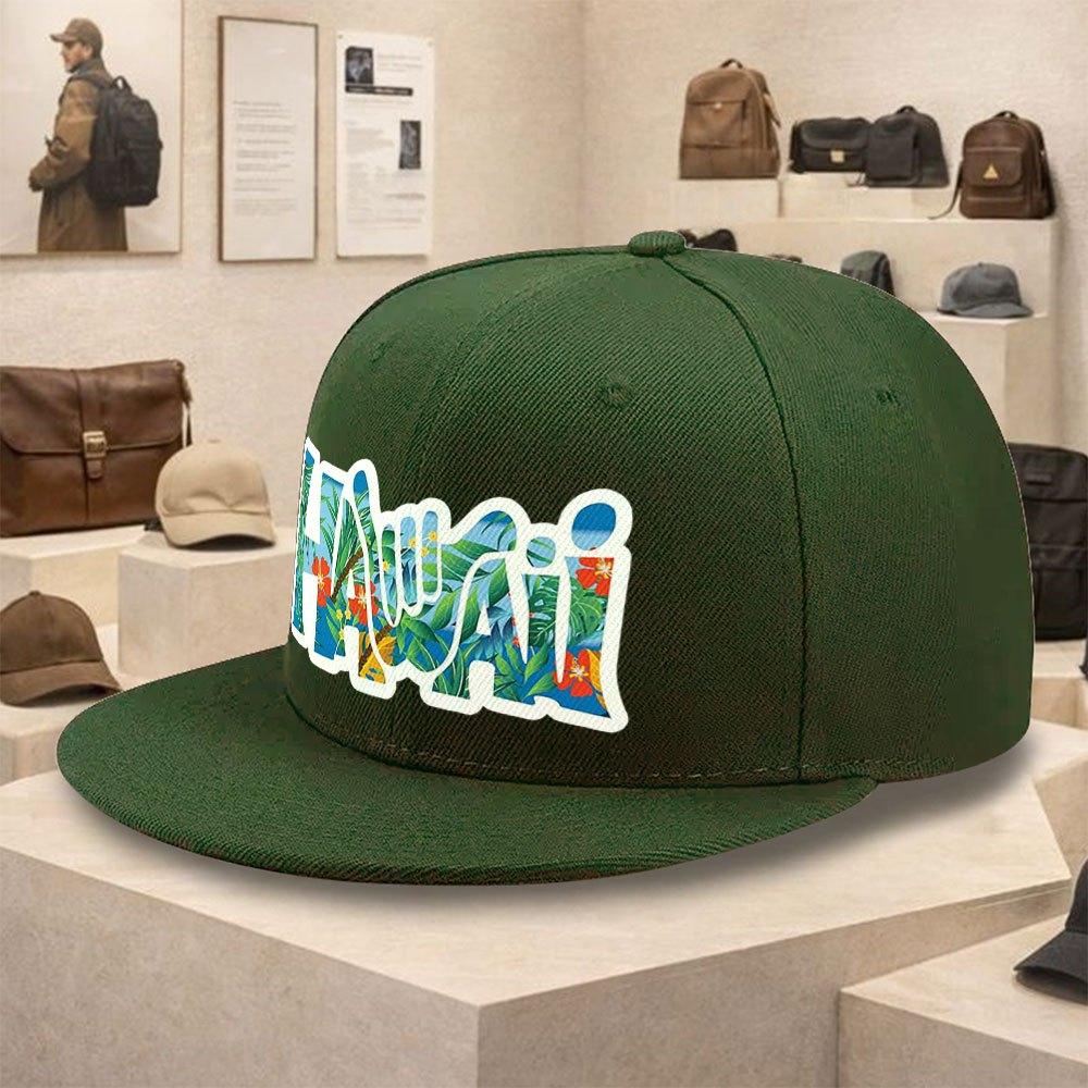 Summer Aloha Hawaii Shaka Sign Print Flat Brim Baseball Cap Trendy Street Style Polyester Adult Hip Hop Hat