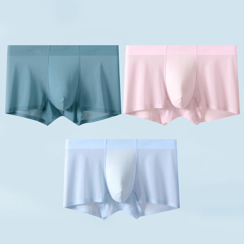 3-Pack Men's Ultra-Thin Seamless Ice Silk Boxers - Transparent Mulberry Silk Briefs