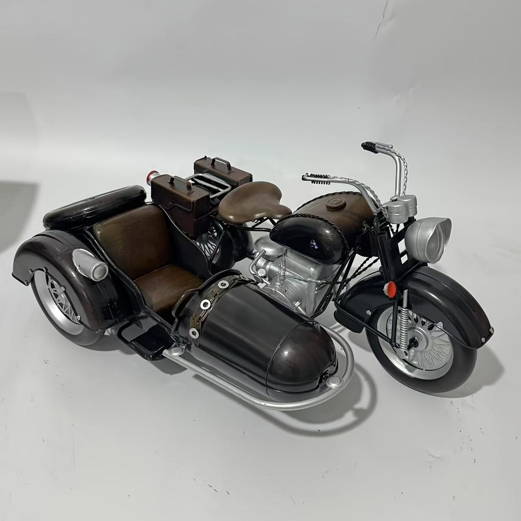 Vintage Motorcycle/Tricycle Model,Industrial Style Decor,Black and Golden Color,Desktop Ornament,Suitable for Home,Office,Garage,Handcrafted Metalwork