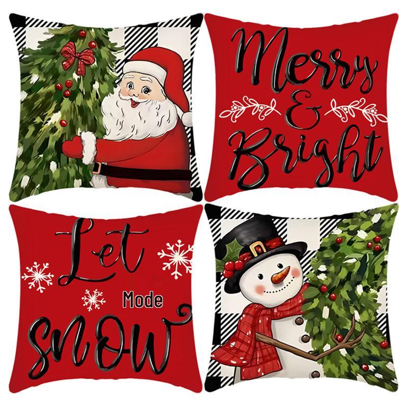 Christmas Linen Pillowcase: Home Sofa Decor & Car Lumbar Support Cushion Cover