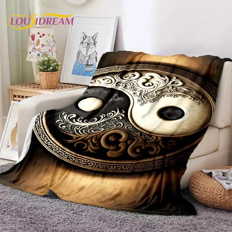 Natur Yin Yang Chinesische Tai Chi Bagua Weiche Flanelldecke für Betten Schlafzimmer Sofa Picknick, Überwurfdecke zum Zudecken Outdoor Nickerchen Geschenk