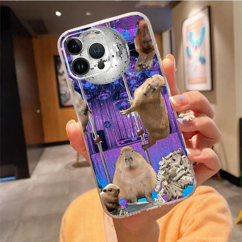 Phone Case For Iphone 15 14 Pro Max 13 12 11 Pro Max XR 12 13 Mini 7 8 14 Plus Cute Animal Capybara Case Funda