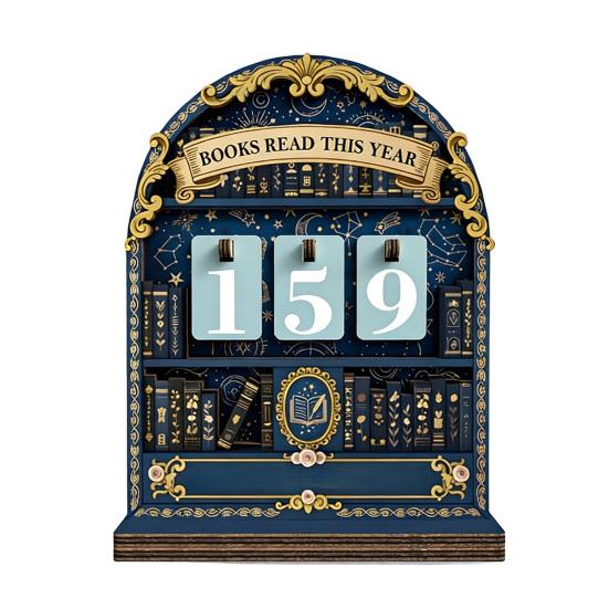 Book Read This Year Counter Wooden Sign Reading Tracker for Bookshelf Home Library Decor Book Lover Gift for Librarian Reader Teacher