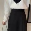 Women's High-Waist Black Midi Bodycon Pencil Skirt - Early Autumn A-line Style