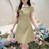 ZANZEA Women Splice Doll Collar Casual Short Sleeve Dress