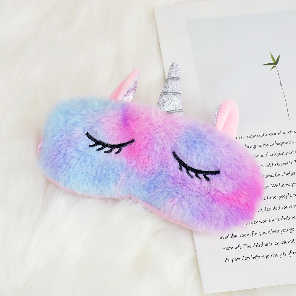 Adorable Unicorn Ear Plush Eye Mask with Rabbit Fur for Sleep