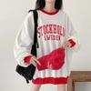 Navava Women Loose Fit Color Block Lettering Long Sleeve Sweatshirt Nt3031