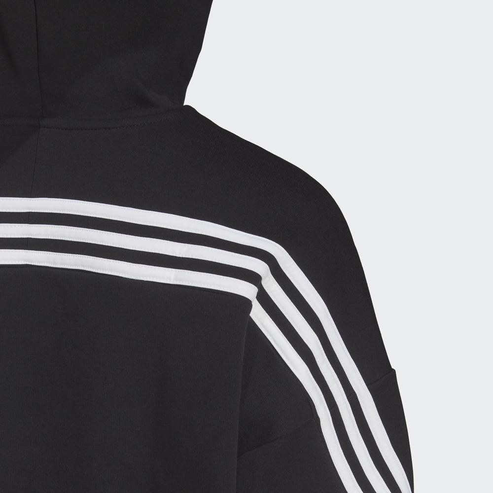 adidas Pruhované manžety Ležérní mikina s kapucí Dámské topy Černá H67044