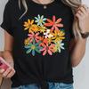 Daisy Patch Graphic Print TShirt Short Sleeve Crew Neck Casual Top For Summer And Spring Unisexs Clothing