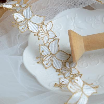Pizzo Decorativo Con Accessori Tessuto Pizzo Accessori Ricamo Filo Oro di Alta Qualità Pizzo Idrosolubile Materiali per Abbigliamento Cheongsam