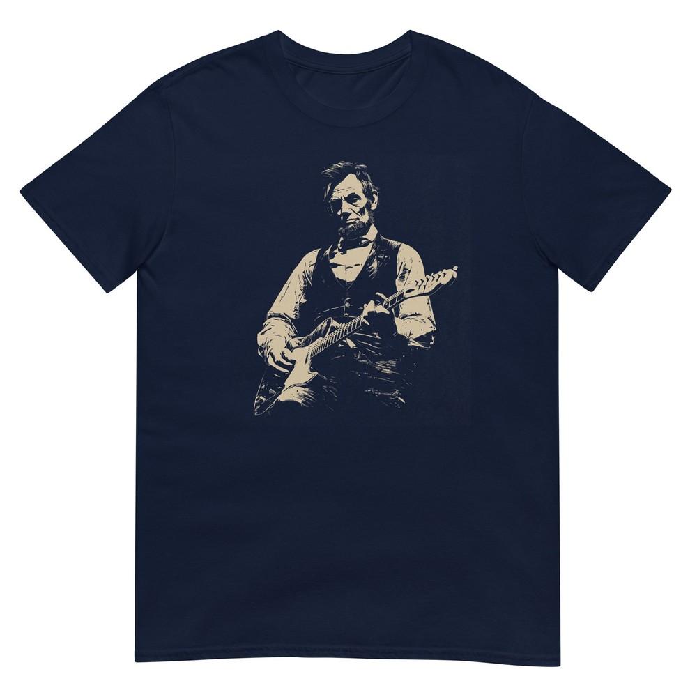 Abraham Lincoln Abe Lincoln Playing Guitar Retro Vintage Tshirt S