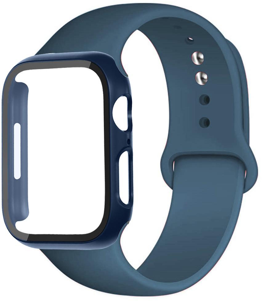 

For Apple Watch Bands 46mm 44mm 41mm 40mm 45mm 42mm Silicone correas bracelet iwatch Series 10 9 8 7 6 SE 3 11 Glass+Case+Strap 45mm Series 987