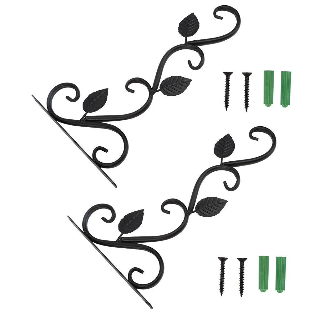 2Pcs European Style WallMounted Iron Hanger Hook for Flower Pots Garden Decoration Ornament