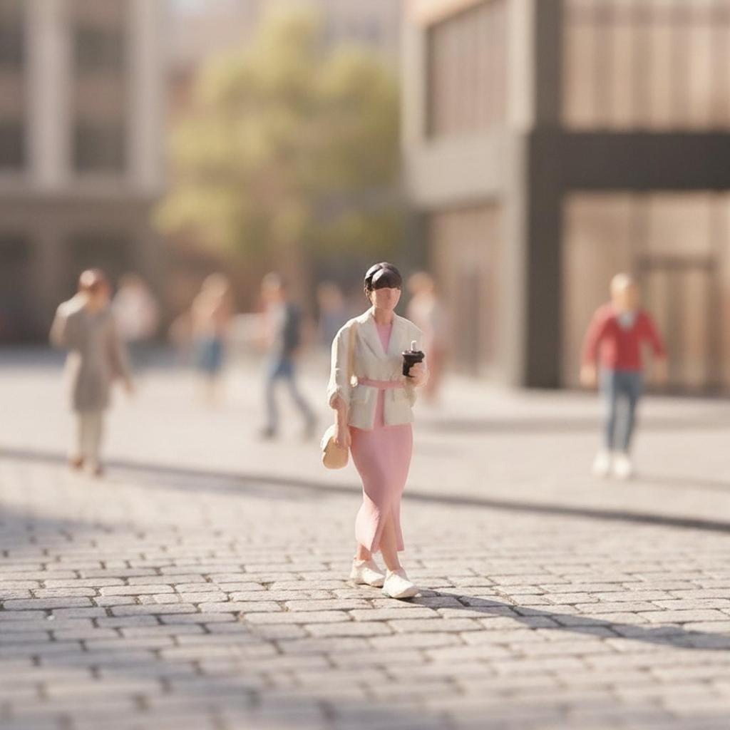 1:64 Scale Walking Woman Figurine Colorfast-Resistant for Architectural Displays