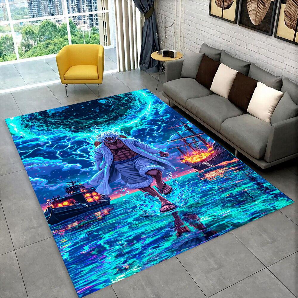 3D One P-Piece Cartoon Anime Carpet Rug for Playroom Bedroom Living Room Sofa Home Decor,kids Game Area Rug Non-slip Floor Mat