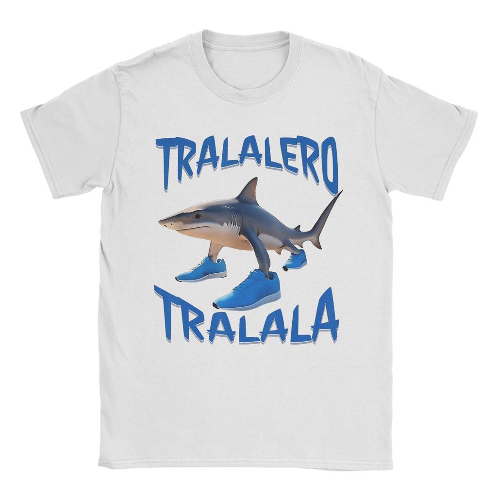 Tralalero Tralala Shark Meme  T Shirt Men 100% Cotton T-Shirts Round Neck Italian Brainrot Memes Tees Short Sleeve Clothing