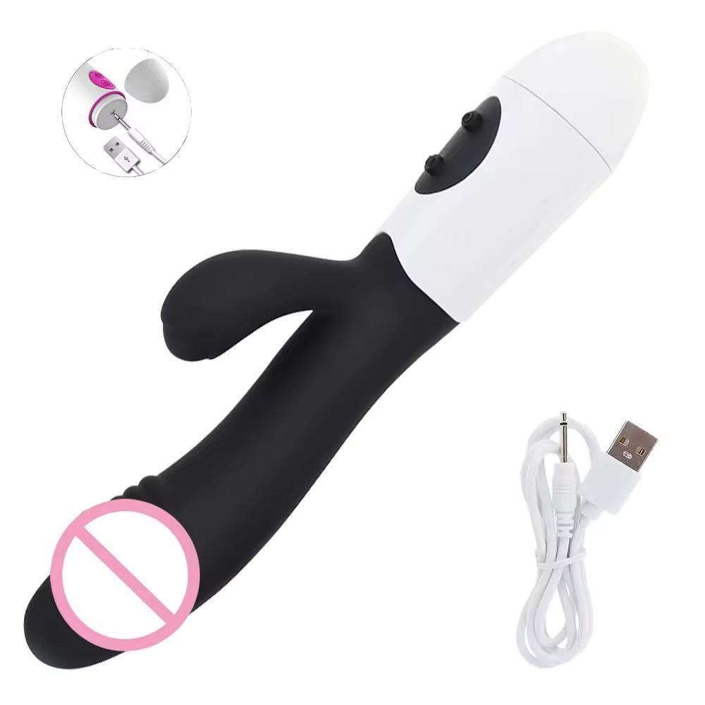 Powerful Dildo Rabbit Vibrator G Spot Clit Vagina Anal Stimulator Nipple Massage Masturbator Female Sex Toy for Adults Couple