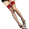 Red Edge Sexy Thigh-High Stockings: Ultra-Thin Black Silk with Red Stitching