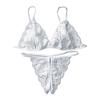 2 Pcs/Set Sexy Underwear Hollow Out Lace Solid Color Wireless Unpadded Open
