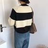 Autumn and Winter Fashion Loose Striped Knitted Cardigan Women's Casual Single-breasted Sweater Female