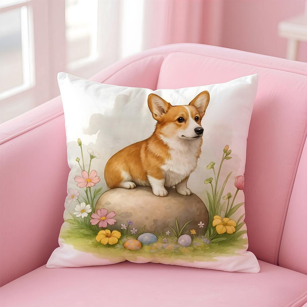 CUTE Golden Retriever Cushion Cover Pillow Case Soft Friendly Fabric Concealed Zipper