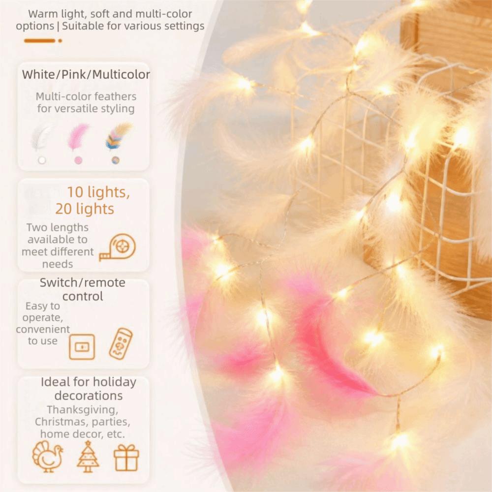 Multi-Color Feather Led String Light Feather Design Decoration Lights Christmas Decorations Fairy Light String Indoor