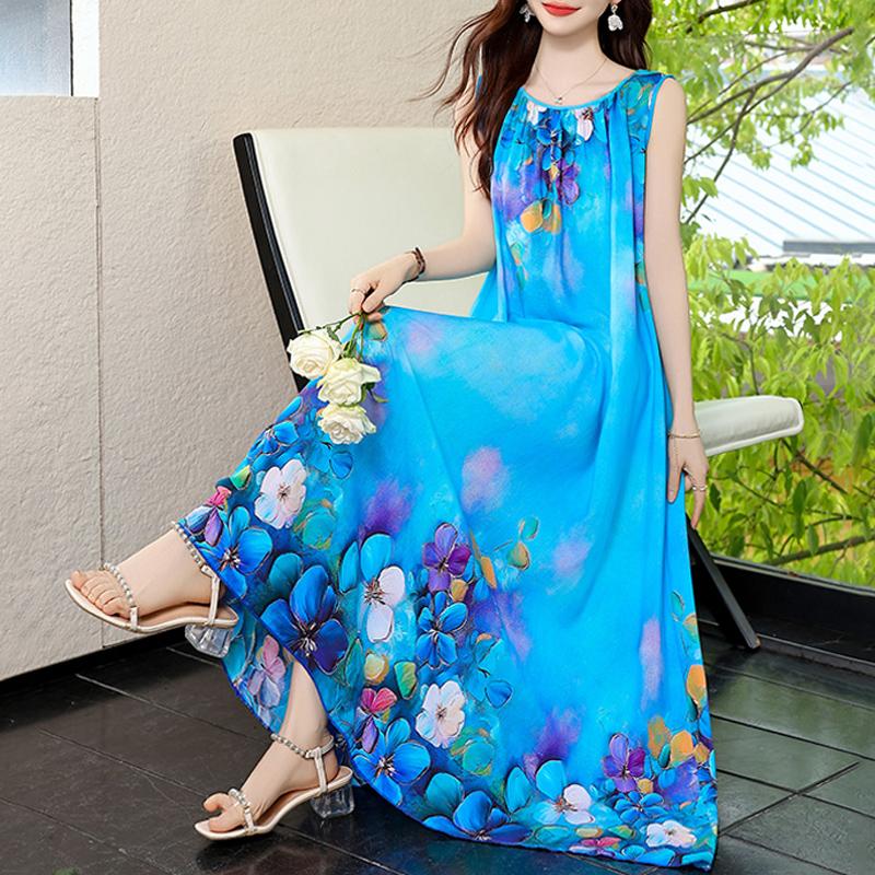 Elegant Summer Women's Summer Dress Casual Sleeveless Long Dresses Plus Size Woman Clothing