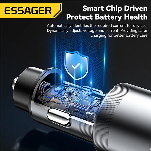 Essager IP Port Car Charger USB Type C PD QC 3.0 PPS 45W Fast Charging for iPhone 15 MacBook Samsung Xiaomi Mobile Phone Charger