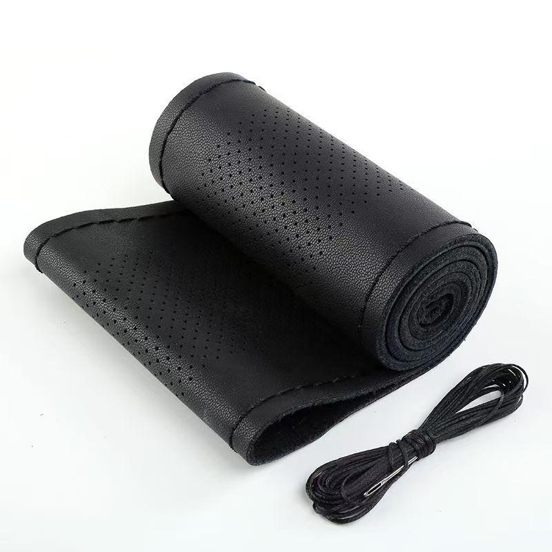 Echt Leer Lamsvel Handgestikt Stuurwielhoes - Ultradun, Zacht, Antislip, Slijtvast, Universeel voor Alle Seizoenen