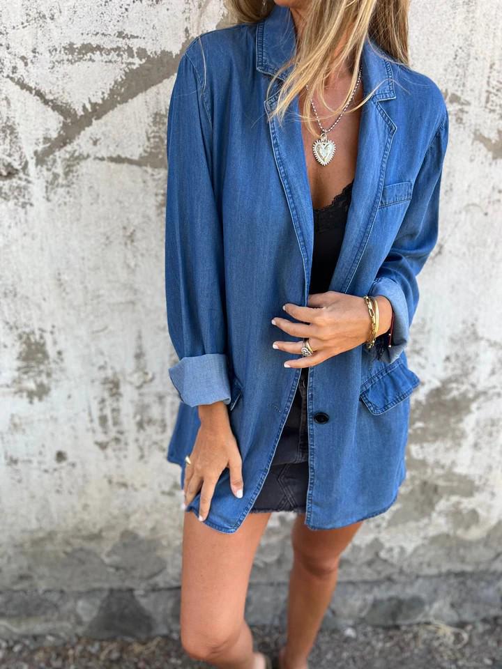 Autumn Casual Loose Lapel Denim Jacket with Suit Collar (2025)