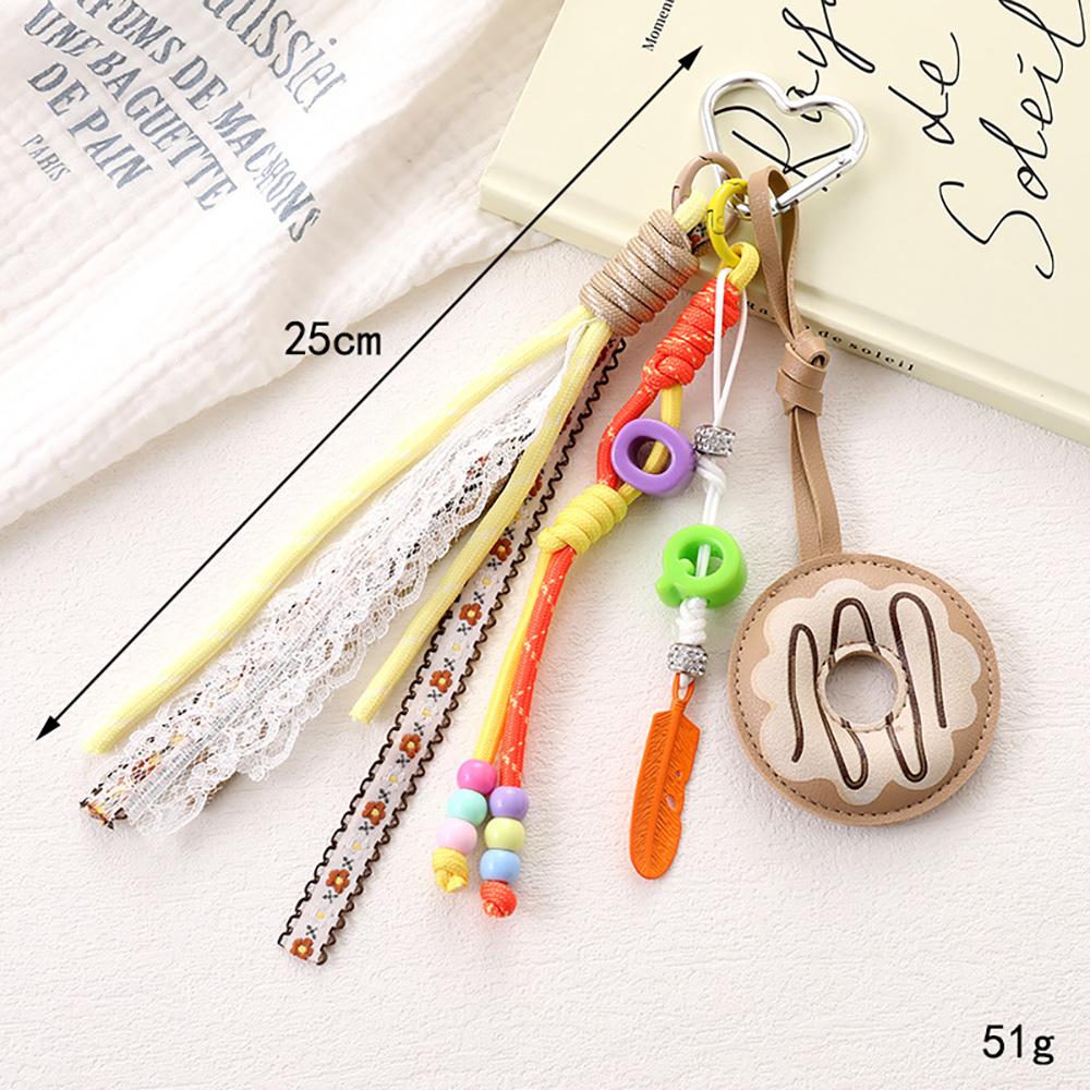 Creativity PU Leather Donut Pendant Woven Rope Letters Beaded Design Bag Charm Accrssories Hanging Piece A317 Bag Charm