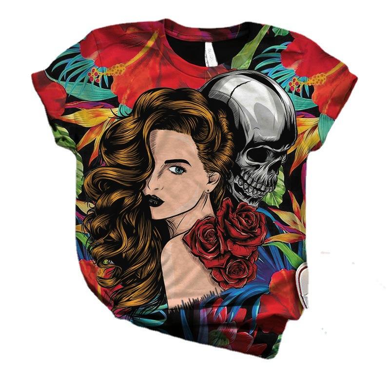 

Summer 3D Digital Printed Casual Loose Short Sleeved T-shirt S