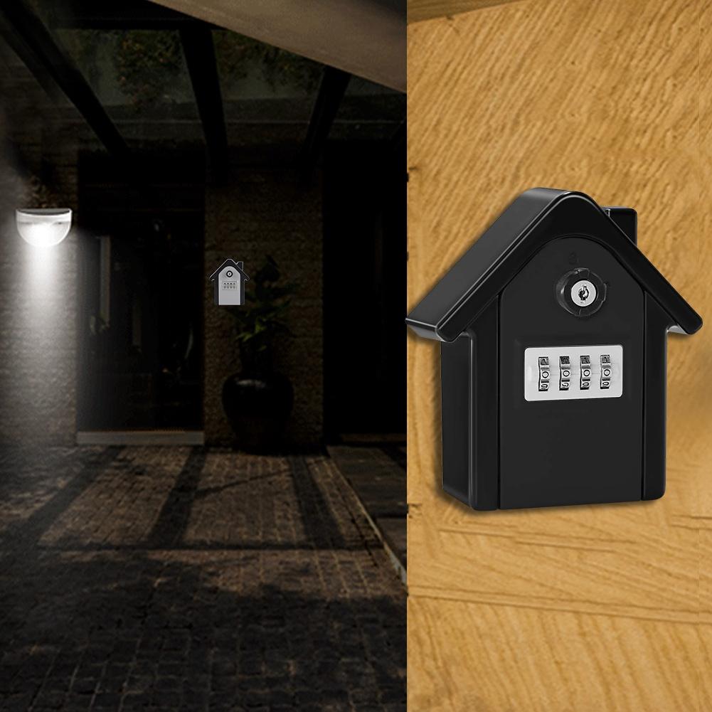 WallHanging Zinc Alloy AntiThief 4Digit Password Key Storage Box Kit for Home Factory Office(Black )