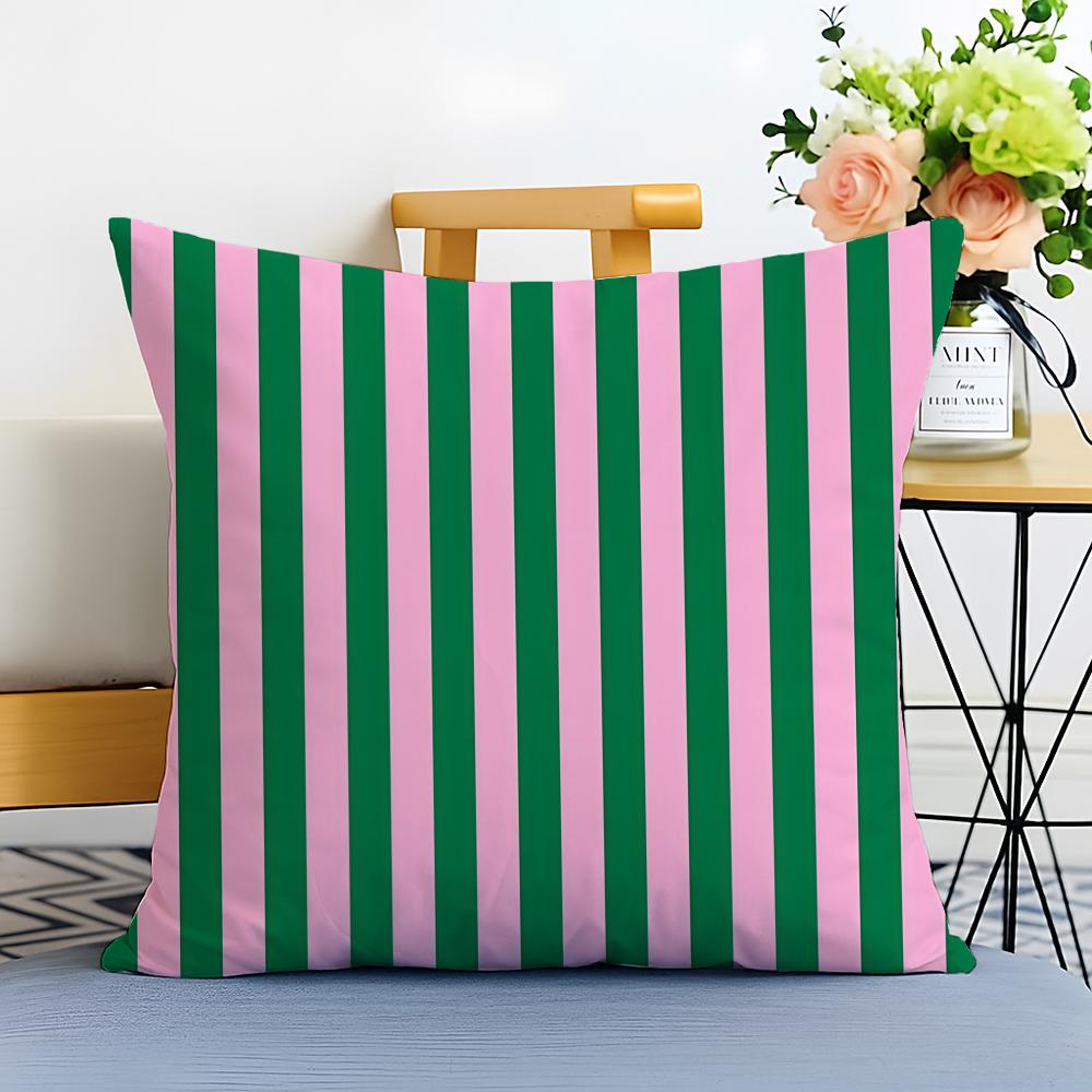 Casual Bright two color vertical stripes Cushion Cover Washable Linen Pillowcase Soft  for Sofa Bed Cozy Home Room Decor