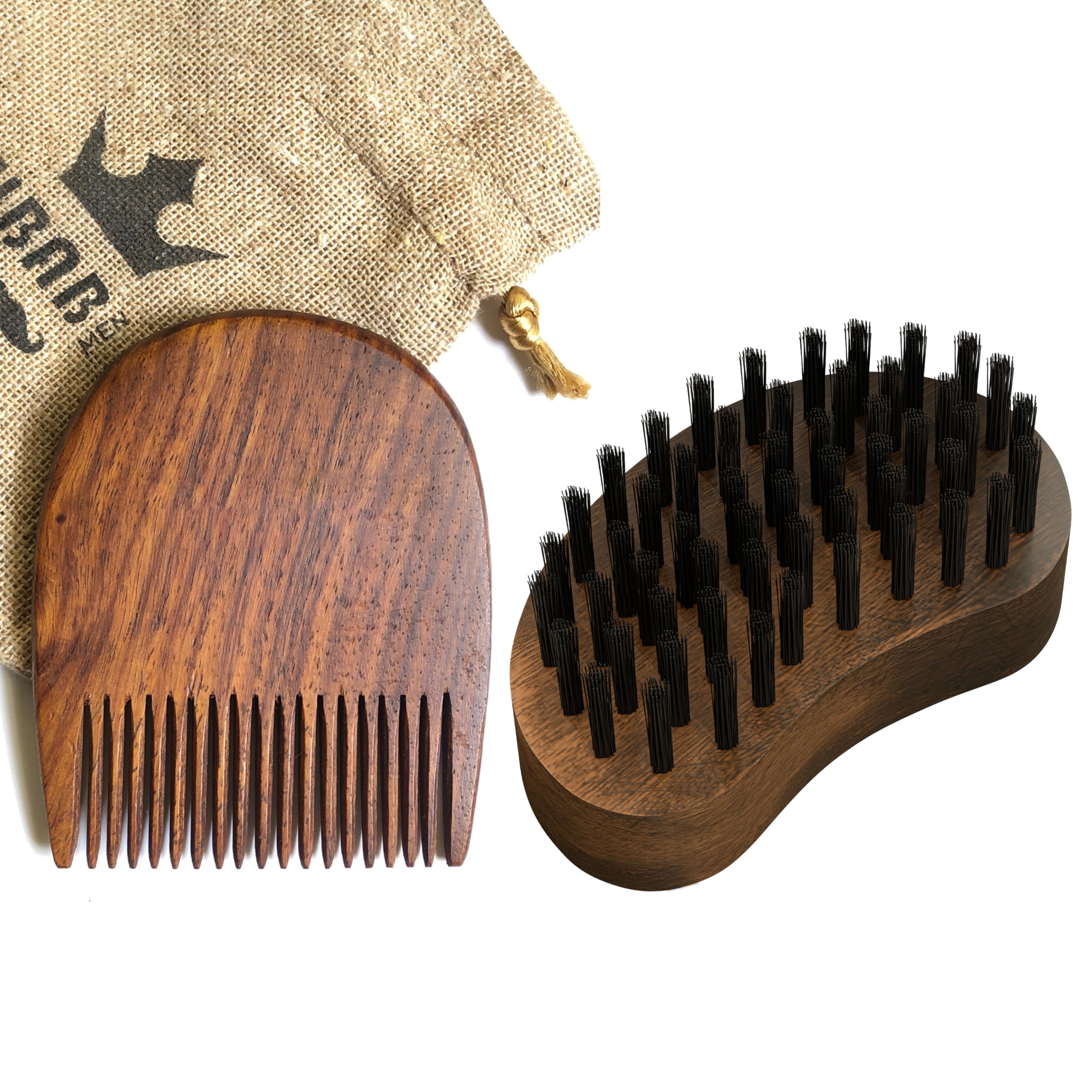 RUBAB MEN Premium Beard Brush & Beard Comb Combo Grooming Kit for Men | Nylon Bristles Beard Brush & Styling Wooden Beard Comb | Comes with Cool Ca