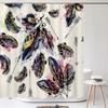 Beautiful Colorful Feather Shower Curtain,Simple And Fashionable Waterproof Home Bathroom Decor Shower Curtain 180X200Cm