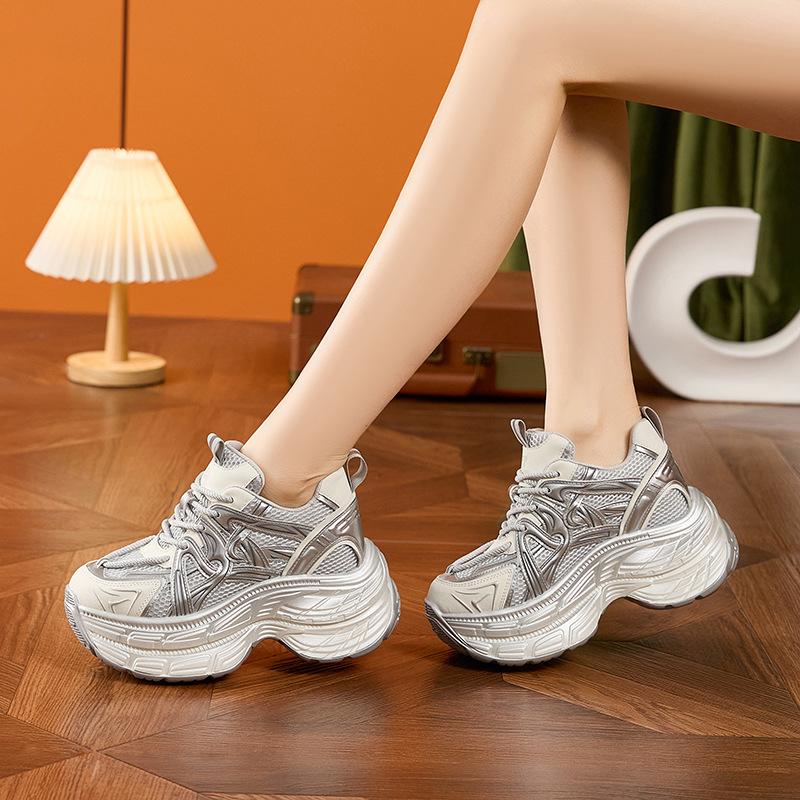 Fashion High Brand 10CM High Thick Bottom Shoes for Women Outdoor Sneakers Tide Trendy Breathable Mesh Ladies Wedges Platform Sneakers