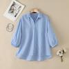 ZANZEA Women Casual Turn Down Collar Plaid Print Loose 3/4 Sleeve Blouse