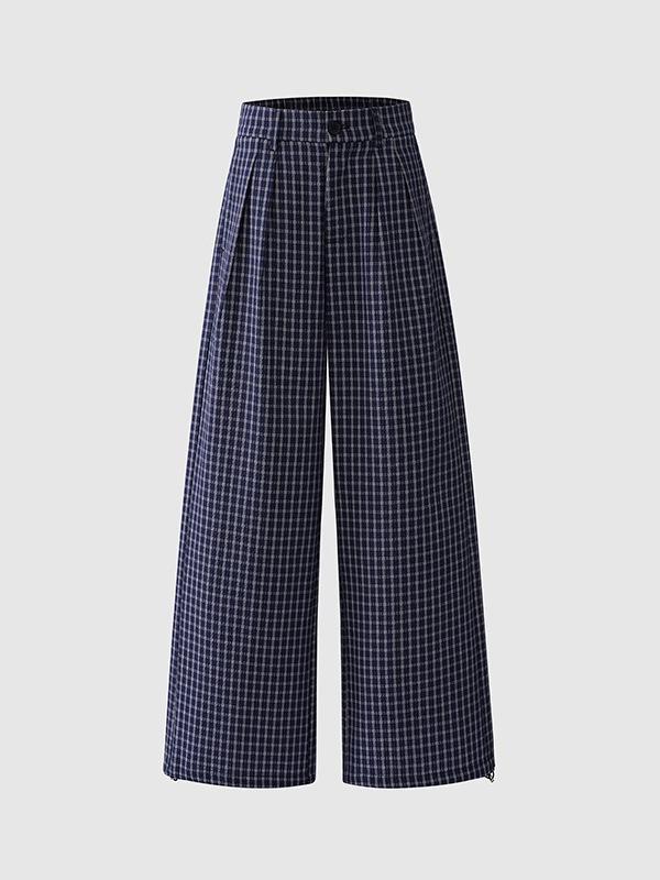 Karierte High-Waist Hose mit weitem Bein - Damen Frühjahr/Sommer Kollektion 2026