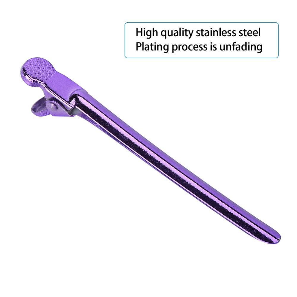 12PCS Purple Blue Hairdressing Styling Clamps Stainless Steel Hair Styling Clips For Hairstyling