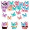 40/48 Piezas Decoración de Pastel Papel de Oblea Flor Adornos para Pastel Mariposa Flor Comestible Decoración de Cupcakes Accesorios para Fiesta de Cumpleaños